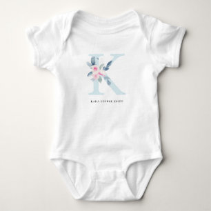 BLUSSBLAUE BLUE FLORAL ALPHABETS NAME LETTER I BABY STRAMPLER
