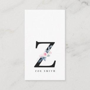 BLUSSBLAUE BLUE FLORAL ALPHABETS NAME LETTER Z VISITENKARTE