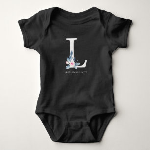 BLUSSBLUE BLUE FLORAL ALPHABETS NAME LETTER L BABY STRAMPLER