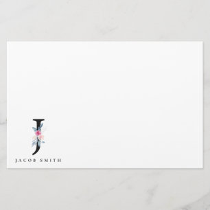 BLUSTER BLUE FLORAL ALPHABETS NAME LETTER J BRIEFPAPIER