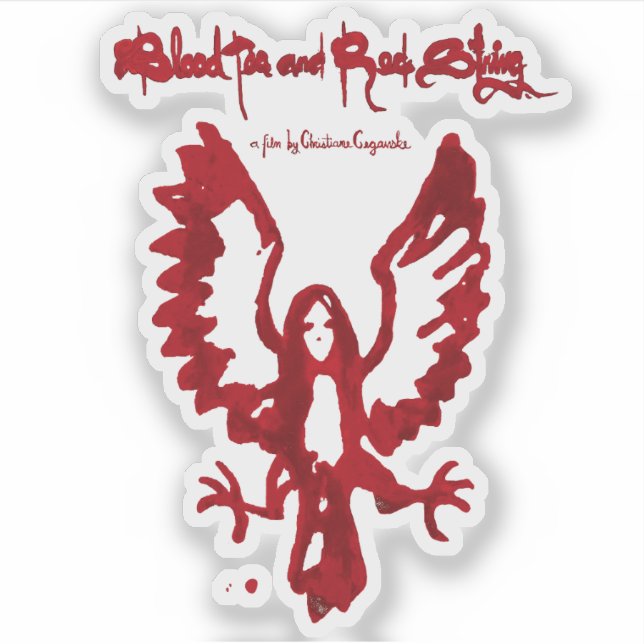 Blut-Bird-Girl aus Blut-Tee und rotem String Aufkleber (Vorderseite)