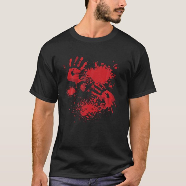 Blut Hand Blut Spritzer glücklich Halloween Grafik T-Shirt (Vorderseite)