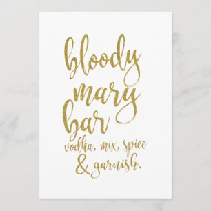Blut-Mary-Bar-Gold-Günstiges-Hochzeitsschild Einladung