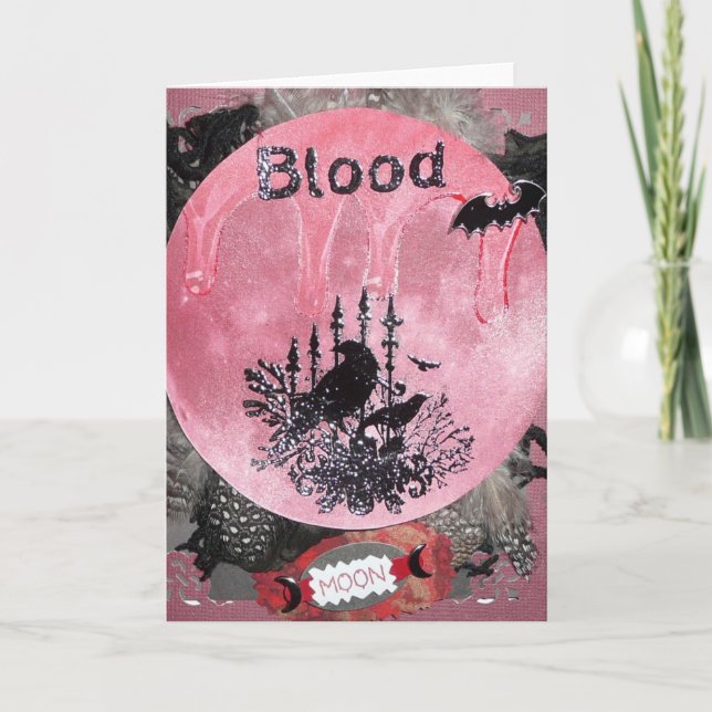 BLUT Mond Samhain FEENHAFTE Gruß KARTE Halloween (Vorderseite)