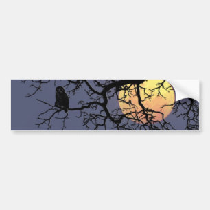 Blut-Mond-und Nachteulen-Silhouette Autoaufkleber