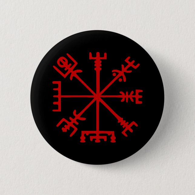 Blut Red Vegvísir (Viking Compass) Button (Vorderseite)