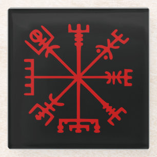 Blut Red Vegvísir (Viking Compass) Glasuntersetzer