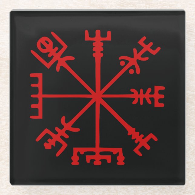 Blut Red Vegvísir (Viking Compass) Glasuntersetzer (Vorderseite)