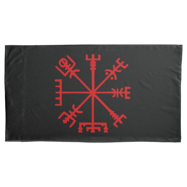 Blut Red Vegvísir (Viking Compass) Kissenbezug (Vorderseite-Links)