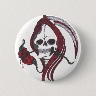 Blut-Rosen-Sensenmann-Knopf Button
