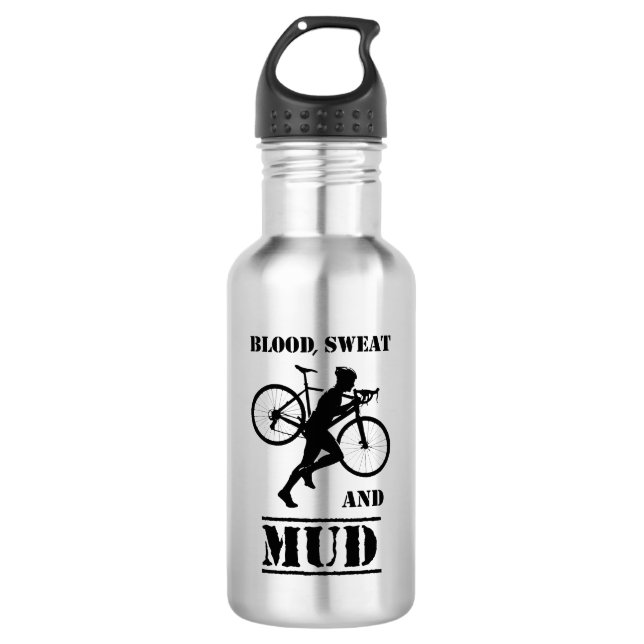 Blut-Schweiß und Mud-Zykloskreuz Edelstahlflasche (Vorderseite)