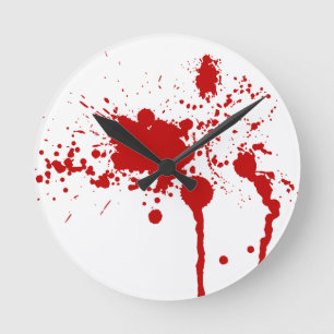 Blut-Spritzer-Schusswaffenwunde, die Bloody blutet Runde Wanduhr
