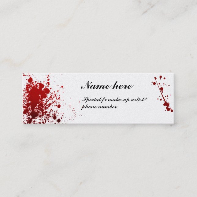 Blut-Spritzerschein-Geschäftskarte Mini Visitenkarte (Vorderseite)