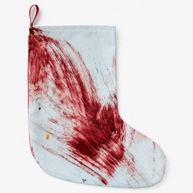 Blut und blutige Spuren in der alten Badewanne. Ha Kleiner Weihnachtsstrumpf (Vorderseite)