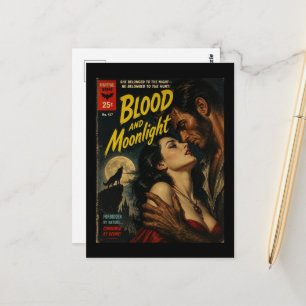 Blut und Mondlicht Werwolf und Frau Buchcover Postkarte