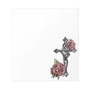 Blut und Rose kreuzen Notizblock