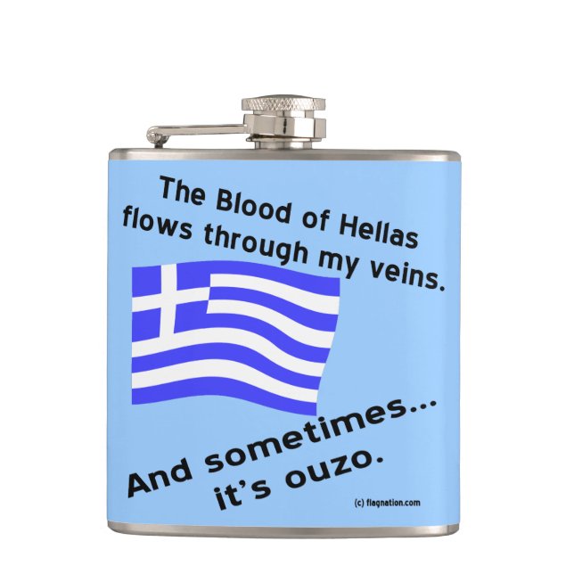 Blut von Hellas und Ouzo Flachmann (Vorderseite)