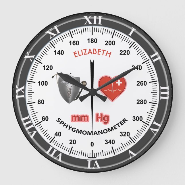 Blutdruckmessgerät Sphygmomanometer für Arzt Große Wanduhr (Vorderseite)