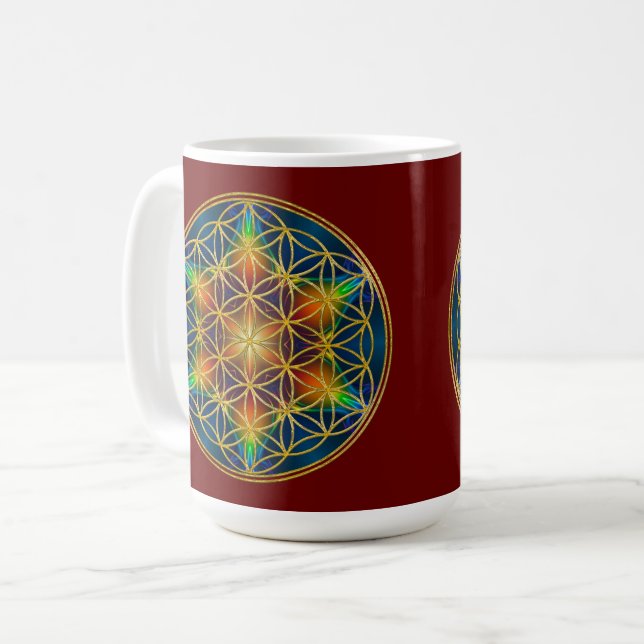 BLÜTE DES LEBENS - Fraktale Blüte 1 Kaffeetasse (Vorderseite Links)