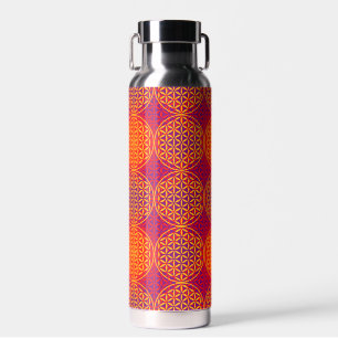 BLÜTE DES LEBENS - orange rosa Muster Trinkflasche