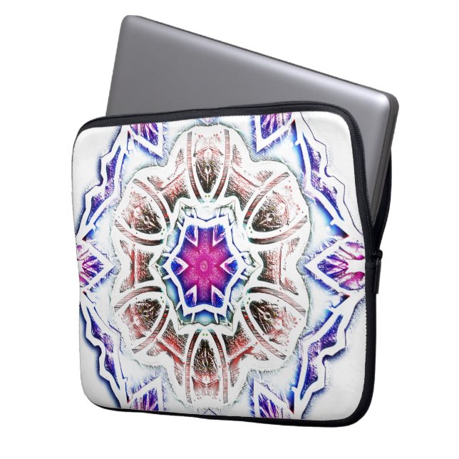 Blüte in Gipsstruktur, weicher Schatten auf Weiß Laptopschutzhülle (Vorderseite Links)