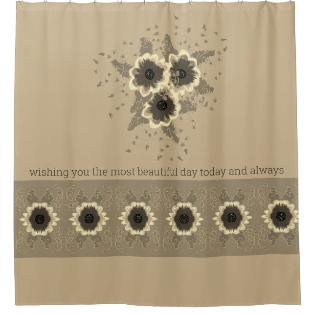 Blüte mit Creme und Beige Duschvorhang (Vorderseite)