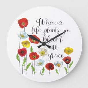 Blüte mit Gnade - Mohnblüte Blume Große Wanduhr