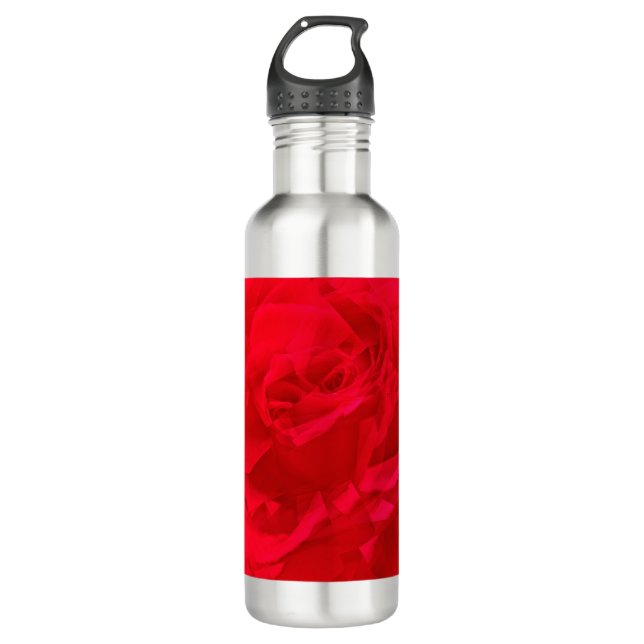 Blüte Rose Rot Edelstahlflasche (Vorderseite)