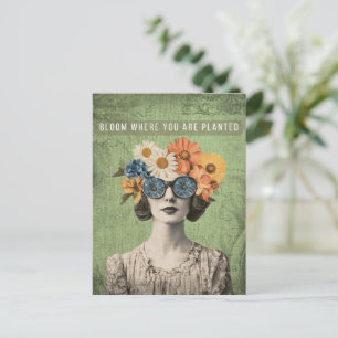 Blüte, wo die Frau der Surreal-Blume gepflanzt wur Postkarte