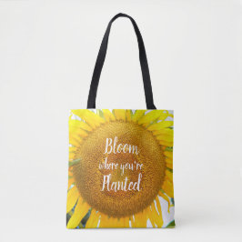 Blüte, wo man gelbe Sonnenblumen gepflanzt hat Tasche