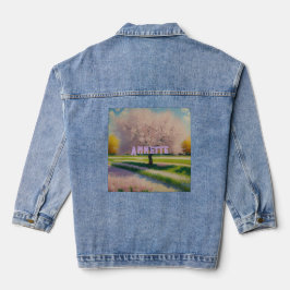 Blüten Annette AI Art Pink Blüten Denim Jacket Jeansjacke