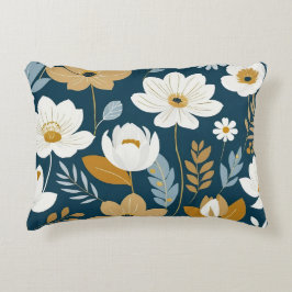 Blüten aus aquamarinen, blauen und goldenen Blumen Dekokissen