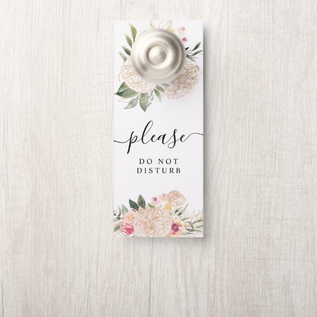 Blüten aus Peony und Gold Foil Hanger Türanhänger (Auf Knauf)