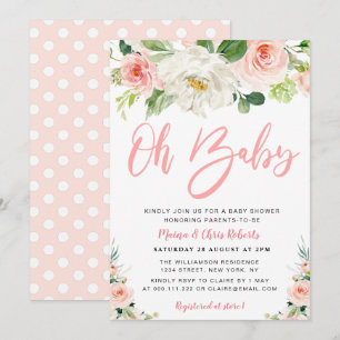 Blüten aus Rosa Blüten Paare Babydusche Einladung