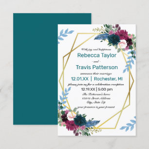 Blüten Blüht Mod Teal -3x5 Hochzeitsankündigung/Em Einladung