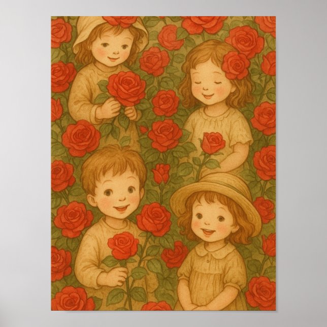 "Blüten der Kindheit: Rose Garden Delight" Poster (Vorne)