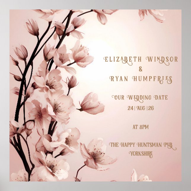 Blüten der Liebe" Einladung zur Hochzeit Poster (Vorne)
