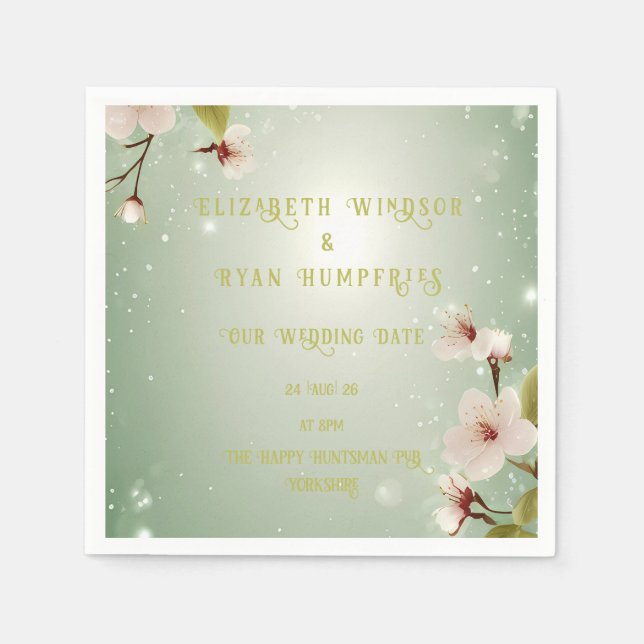 Blüten der Liebe" Einladung zur Hochzeit Serviette (Vorderseite)
