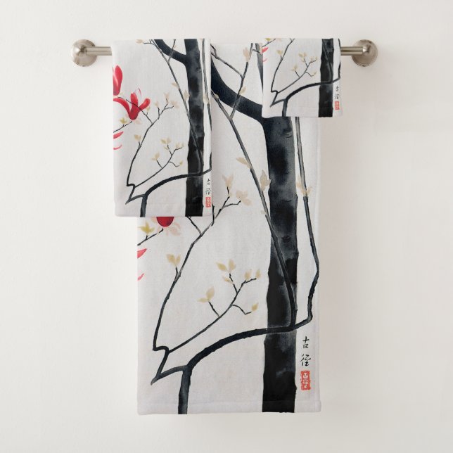 Blüten der Magnolienbaume, Kobayashi Kokei Badhandtuch Set (Insitu)