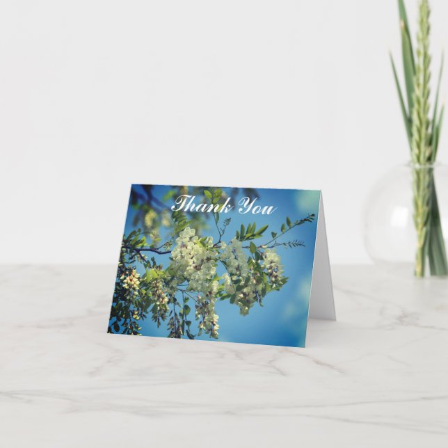 Blüten der weißen Blume dank Karte (Vorderseite)