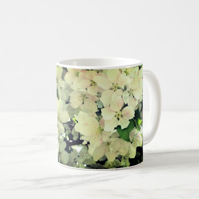 Blüten des weißen Frühlings Kaffeetasse (VorderseiteRechts)