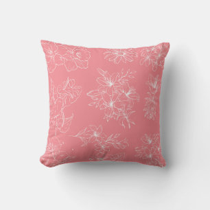 Blüten-Eleganz – Weiches Rosa Blumenkissen Kissen