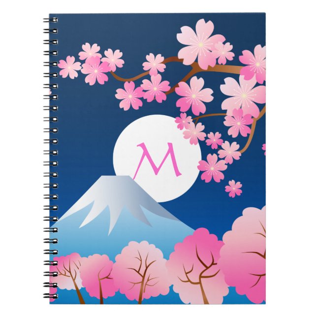 Blüten-Frühlings-Japan-Nacht Kirschblüte Mt Fuji Notizblock (Vorderseite)