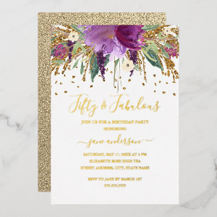 Blüten Glitter Amethyst 50 & Fantastischer Geburts Folieneinladung