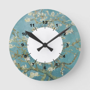 Blüten Gogh Zweige Mandelblüten Natur Runde Wanduhr