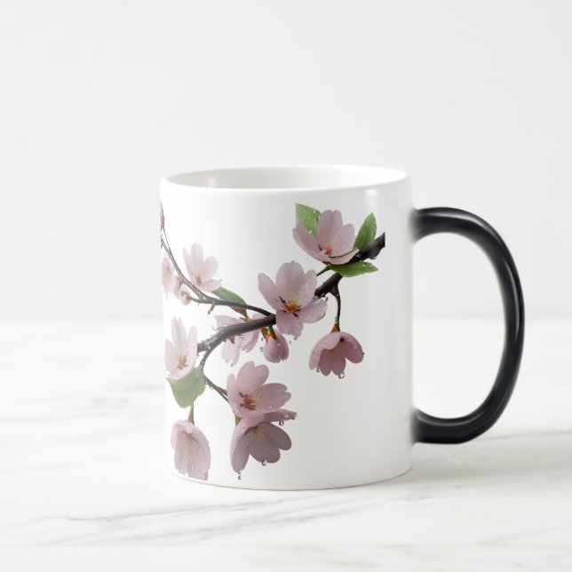 Blüten im Regen - Elegantes Kirschblühen Verwandlungstasse (Rechts)