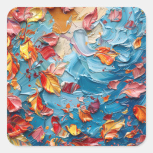 Blüten in Bewegung – Expressive abstrakte Blumenku Quadratischer Aufkleber