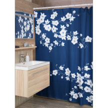 Blüten-Kirschblüten Navy Weiß Klassisch