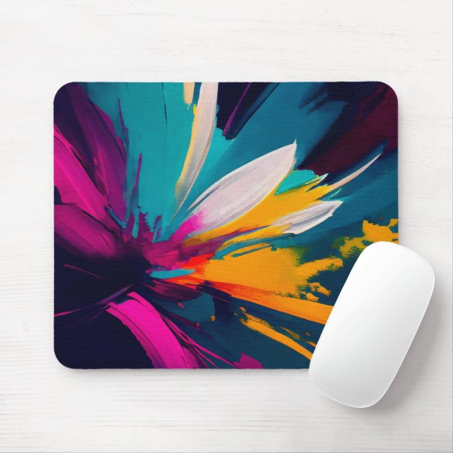 Blüten-Träume – Lebendiger abstrakter Blumenrausch Mousepad (Mit Mouse)