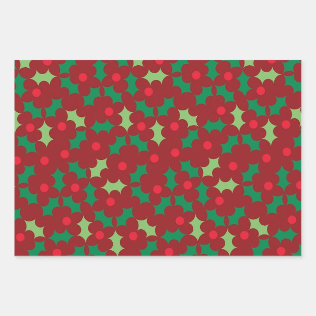 Blüten und Berries Geschenkwrap Geschenkpapier Set (Vorderseite)